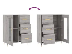 Aparador buffet cómoda armario unidad de almacenamiento organizador cocina salón salón Sonoma 69,5 x 34 x 90 cm madera contrachapada gris 02_0036453