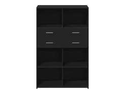 Aparador buffet cómoda armario mueble organizador cocina salón salón alto 80 x 42,5 x 124 cm madera contrachapada negra 02_0035133