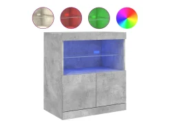 Aparador buffet cómoda armario mueble organizador cocina salón salón con luces LED 60 x 37 x 67 cm gris 02_0030005