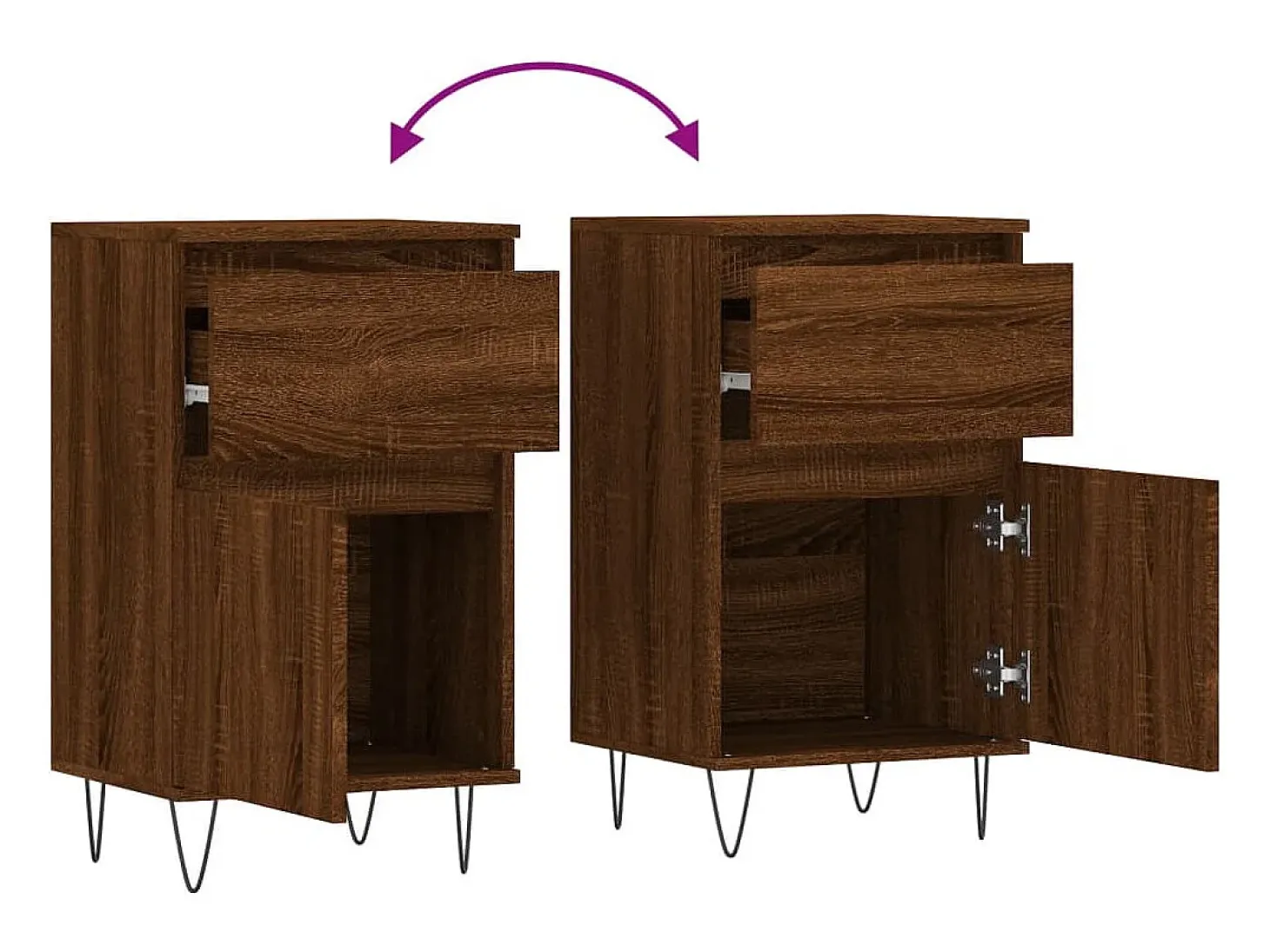 Aparador buffet cómoda armario mueble organizador cocina salón salón juego de 2 40 x 35 x 70 cm madera contrachapada marrón 02_0036764