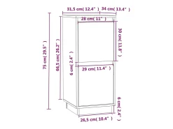 Aparador buffet cómoda armario unidad de almacenamiento organizador cocina salón salón juego de 2 31,5 x 34 x 75 cm madera maciza de pino blanco 02_0036654