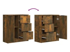 Aparador buffet cómoda armario mueble organizador cocina salón salón juego de 2 60 x 30 x 70 cm marrón madera contrachapada 02_0036733