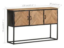 Aparador buffet cómoda armario mueble organizador cocina salón salón 120 x 30 x 75 cm madera maciza de acacia marrón 02_0029537