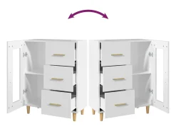 Aparador buffet cómoda armario unidad de almacenamiento organizador cocina salón salón 69,5 x 34 x 90 cm madera contrachapada blanco 02_0030430