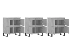 Aparador buffet cómoda armario mueble organizador cocina salón salón 3 piezas madera contrachapada gris 02_0037140