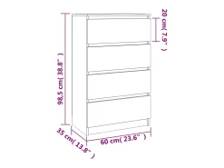 Aparador buffet cómoda armario unidad de almacenamiento organizador cocina salón salón Sonoma 60 x 35 x 98,5 cm madera contrachapada marrón 02_0031617