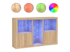 Aparador buffet cómoda armario mueble organizador cocina salón salón con luces LED sonoma 162 x 37 x 100 cm marrón 02_0029940