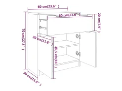 Aparador buffet cómoda armario mueble organizador cocina salón salón 60 x 30 x 70 cm madera contrachapada negra 02_0035964