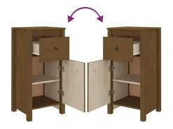 Aparador buffet cómoda armario mueble organizador cocina salón salón juego de 2 40 x 35 x 80 cm madera maciza de pino marrón 02_0036888
