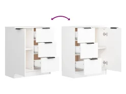Aparador buffet cómoda armario mueble organizador cocina salón salón juego de 2 60 x 30 x 70 cm blanco madera contrachapada 02_0036669