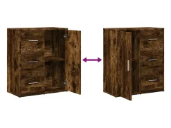 Aparador buffet cómoda armario mueble organizador cocina salón salón juego de 2 60 x 31 x 70 cm madera contrachapada marrón 02_0036740