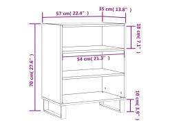 Aparador buffet cómoda armario unidad de almacenamiento organizador cocina salón salón 57 x 35 x 70 cm madera contrachapada negra 02_0035954