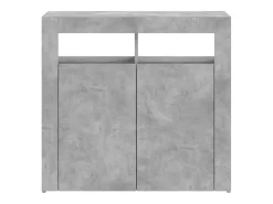 Aparador buffet cómoda armario mueble organizador cocina salón salón con luces LED 80 x 35 x 75 cm gris 02_0030006