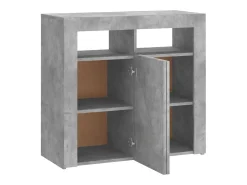 Aparador buffet cómoda armario mueble organizador cocina salón salón con luces LED 80 x 35 x 75 cm gris 02_0030006