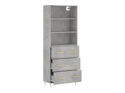 Aparador buffet cómoda armario mueble organizador cocina salón salón alto 69,5 x 34 x 180 cm madera contrachapada gris 02_0034505