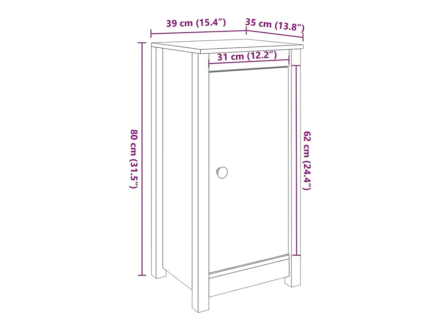 Aparador buffet cómoda armario mueble organizador cocina salón salón juego de 2 39 x 35 x 80 cm madera maciza de pino blanco 02_0036658