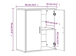 Aparador buffet cómoda armario mueble organizador cocina salón salón juego de 2 60 x 31 x 70 cm blanco madera contrachapada 02_0036674