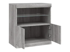 Aparador buffet cómoda armario mueble organizador cocina salón salón con luces LED Sonoma 60 x 37 x 67 cm gris 02_0030080