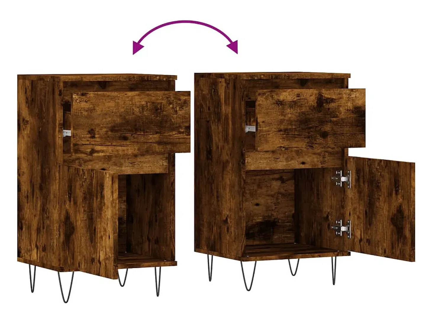 Aparador buffet cómoda armario mueble organizador cocina salón salón juego de 2 40 x 35 x 70 cm marrón madera contrachapada 02_0036730