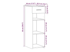 Aparador buffet cómoda armario mueble organizador cocina salón salón 30 x 42,5 x 93 cm madera contrachapada negra 02_0035863