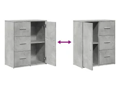 Aparador buffet cómoda armario mueble organizador cocina salón salón juego de 2 60 x 31 x 70 cm madera contrachapada gris 02_0036859