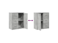 Aparador buffet cómoda armario mueble organizador cocina salón salón juego de 2 60 x 31 x 70 cm madera contrachapada gris 02_0036859