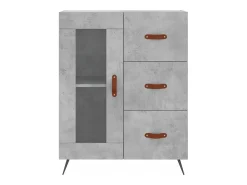 Aparador buffet cómoda armario unidad de almacenamiento organizador cocina salón salón 69,5 x 34 x 90 cm madera contrachapada gris 02_0032051