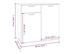 Aparador buffet cómoda armario unidad de almacenamiento organizador cocina salón salonsonoma 80 x 36 x 75 cm madera contrachapada gris 02_0036537