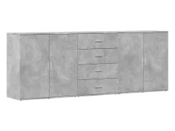 Aparador buffet cómoda gabinete unidad de almacenamiento organizador cocina sala de estar sala de estar 3 piezas madera contrachapada gris 02_0037138