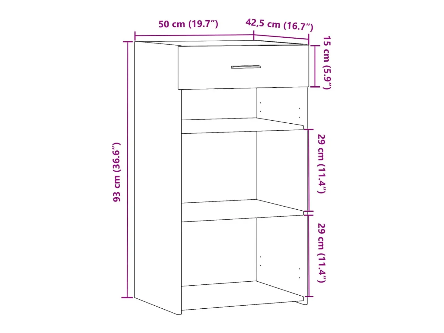 Aparador buffet cómoda mueble almacenaje organizador cocina salón salón 50 x 42,5 x 93 cm madera contrachapada marrón 02_0030953