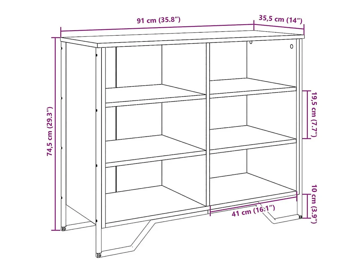 Aparador buffet cómoda mueble mueble de almacenaje organizador cocina salón salón 91 x 35,5 x 74,5 cm madera contrachapada negra 02_0036156