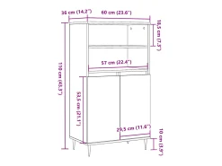 Aparador buffet cómoda mueble mueble de almacenaje organizador cocina salón salón alto madera vieja 60 x 36 x 110 cm madera contrachapada marrón 02_0035656