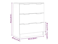 Aparador buffet cómoda mueble mueble de almacenaje organizador cocina salón salón madera vieja 60 x 30 x 70 cm madera contrachapada marrón 02_0036602