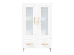 Aparador buffet cómoda mueble mueble de almacenamiento organizador cocina salón salón alto 69,5 x 31 x 115 cm madera contrachapada blanco 02_0032498