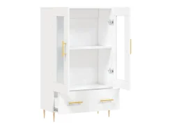 Aparador buffet cómoda mueble mueble de almacenamiento organizador cocina salón salón alto 69,5 x 31 x 115 cm madera contrachapada blanco 02_0032498