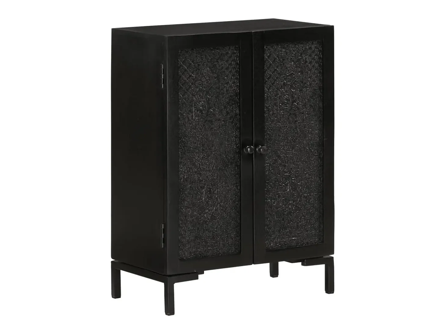 Aparador buffet cómoda mueble almacenaje organizador cocina salón salón 55 x 30 x 77 cm madera maciza de mango y hierro negro 02_0035952