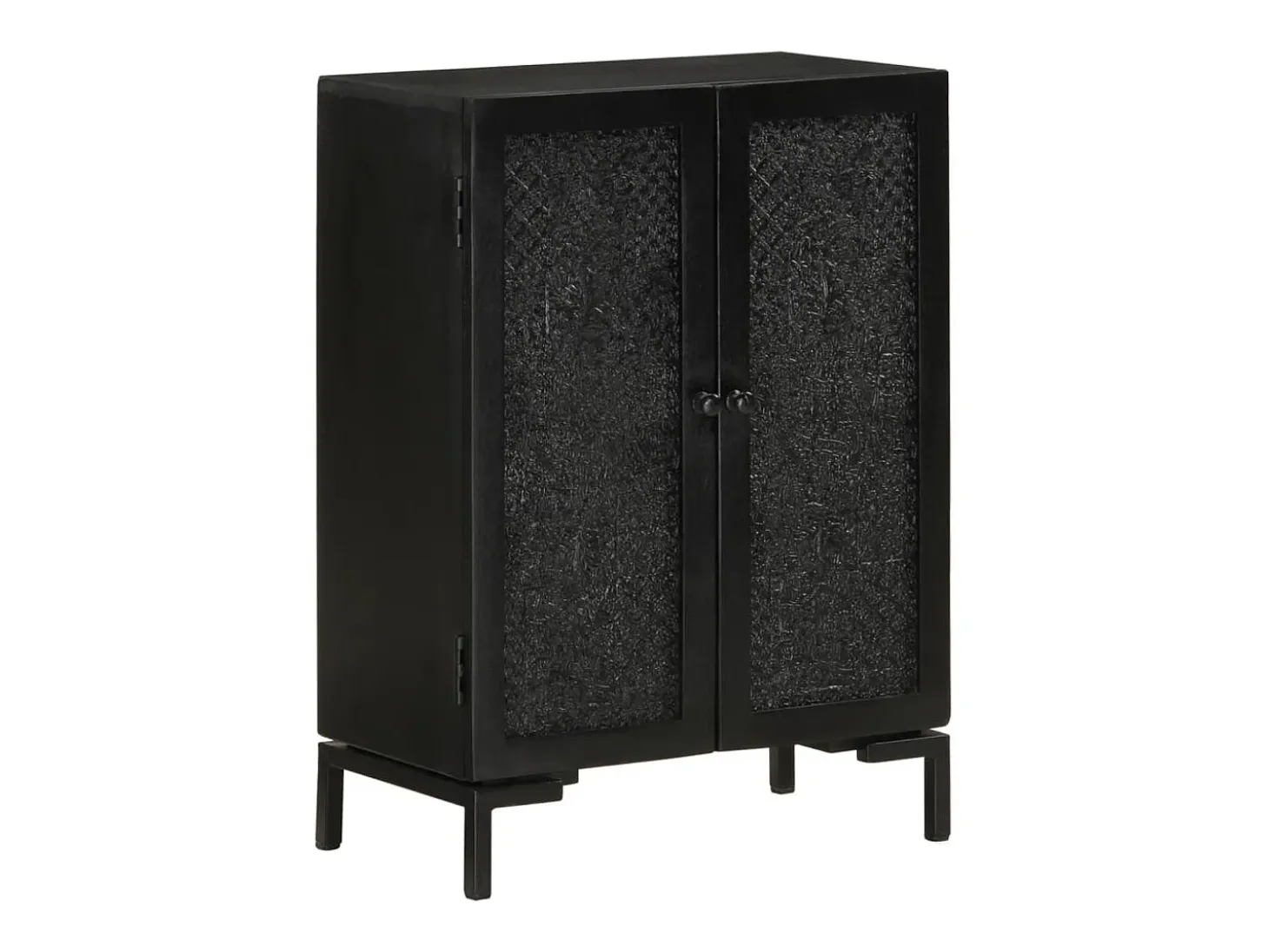 Aparador buffet cómoda mueble almacenaje organizador cocina salón salón 55 x 30 x 77 cm madera maciza de mango y hierro negro 02_0035952