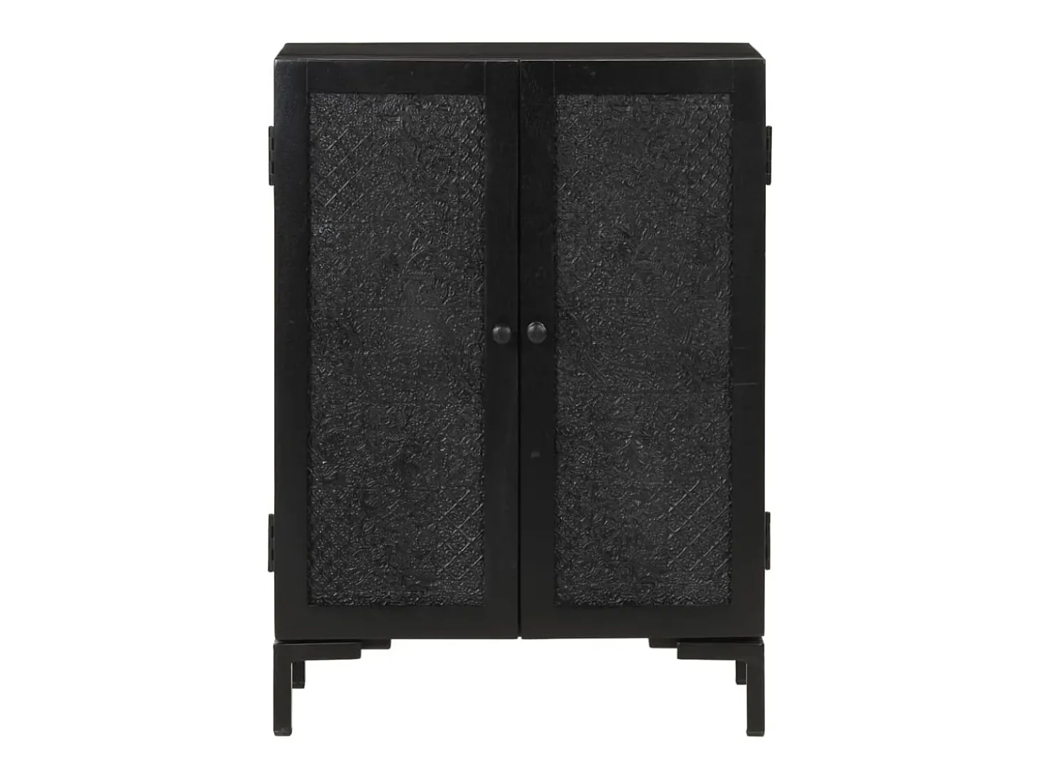 Aparador buffet cómoda mueble almacenaje organizador cocina salón salón 55 x 30 x 77 cm madera maciza de mango y hierro negro 02_0035952