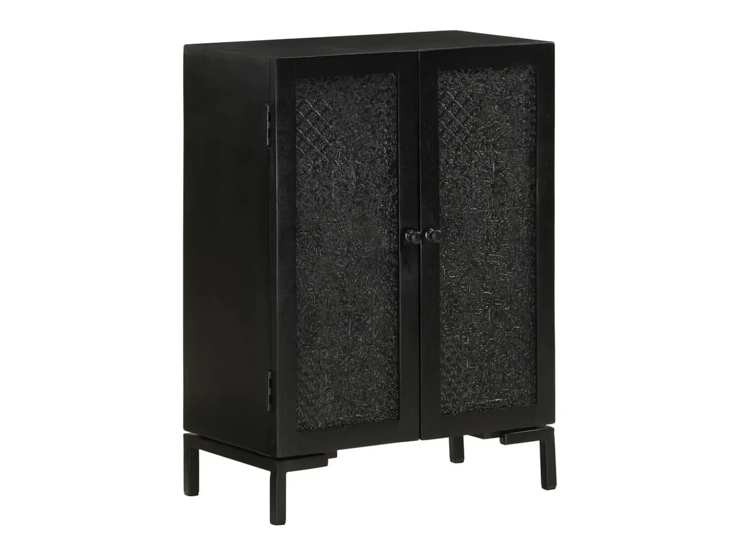 Aparador buffet cómoda mueble almacenaje organizador cocina salón salón 55 x 30 x 77 cm madera maciza de mango y hierro negro 02_0035952