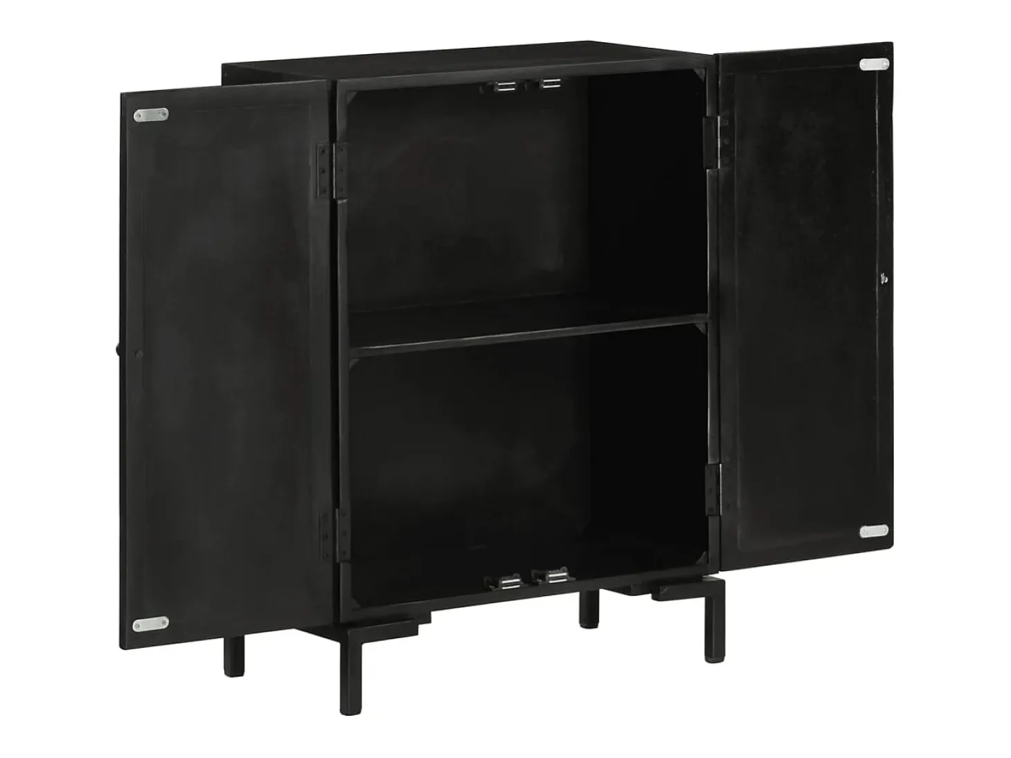 Aparador buffet cómoda mueble almacenaje organizador cocina salón salón 55 x 30 x 77 cm madera maciza de mango y hierro negro 02_0035952