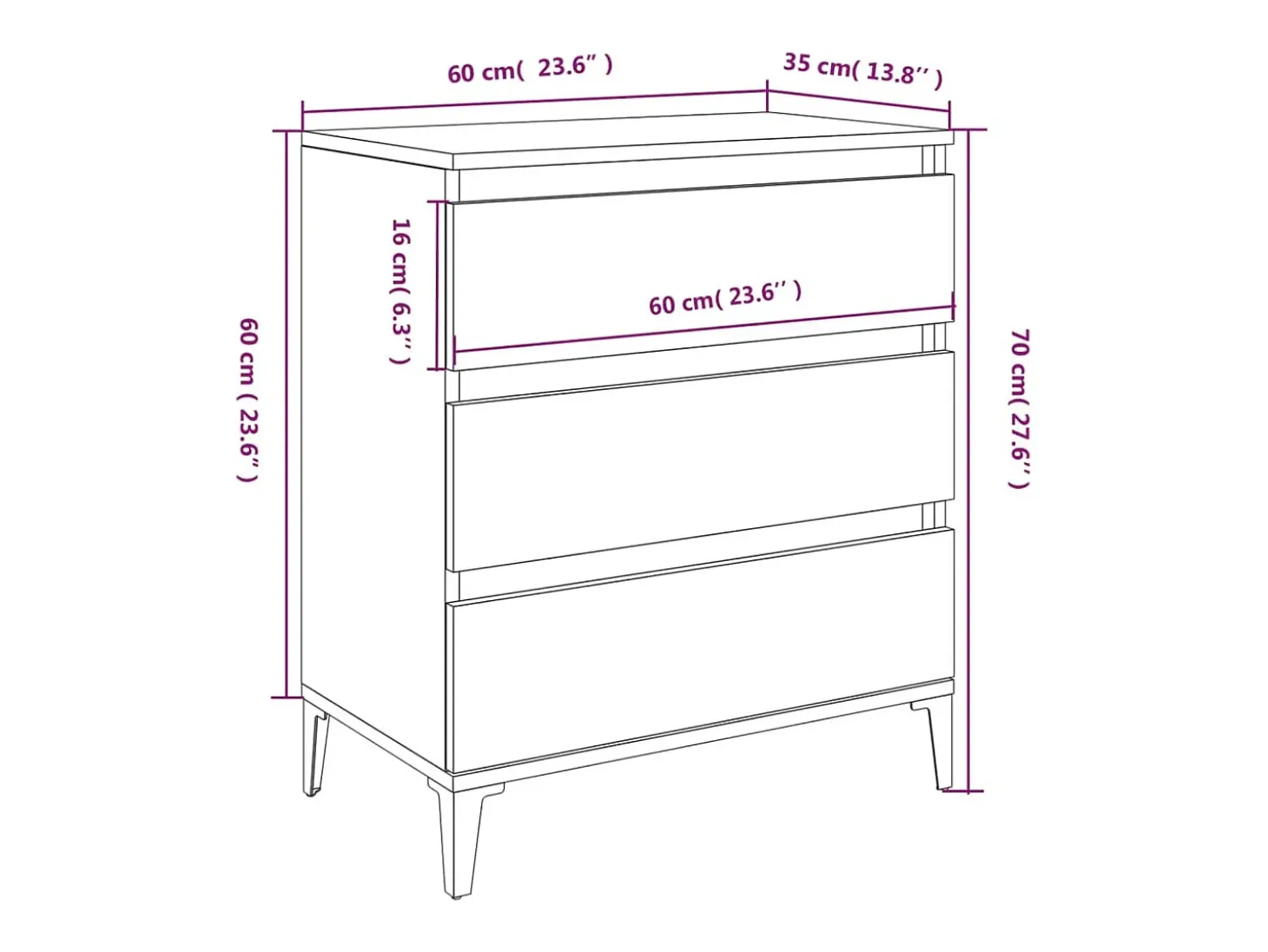 Aparador buffet cómoda mueble mueble de almacenaje organizador cocina salón salón 60 x 35 x 70 cm madera contrachapada marrón 02_0031295