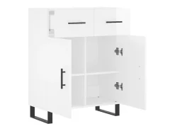Aparador buffet cómoda mueble mueble de almacenaje organizador cocina salón brillante 69,5 x 34 x 90 cm madera contrachapada blanco 02_0030687