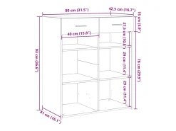 Aparador buffet cómoda mueble almacenaje organizador cocina salón salón 80 x 42,5 x 93 cm madera contrachapada marrón 02_0031115