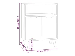 Aparador buffet cómoda mueble almacenaje organizador cocina salón brillante 60 x 30 x 72 cm madera contrachapada negro 02_0036166