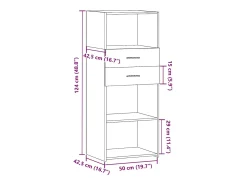 Aparador buffet cómoda mueble mueble de almacenamiento organizador cocina salón salón alto 50 x 42,5 x 124 cm madera contrachapada gris 02_0034448