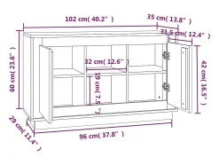 Aparador buffet cómoda mueble mueble de almacenamiento organizador cocina salón salón 102 x 35 x 60 cm madera contrachapada negro 02_0035818