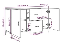Aparador buffet cómoda mueble almacenaje organizador cocina salón salón 100 x 36 x 60 cm madera contrachapada blanco 02_0030167