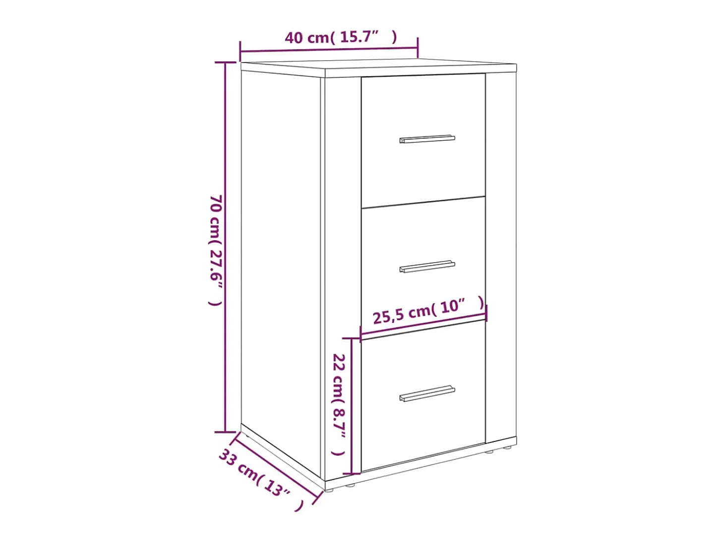 Aparador buffet cómoda mueble mueble de almacenaje organizador cocina salón salón 40 x 33 x 70 cm madera contrachapada marrón 02_0031246