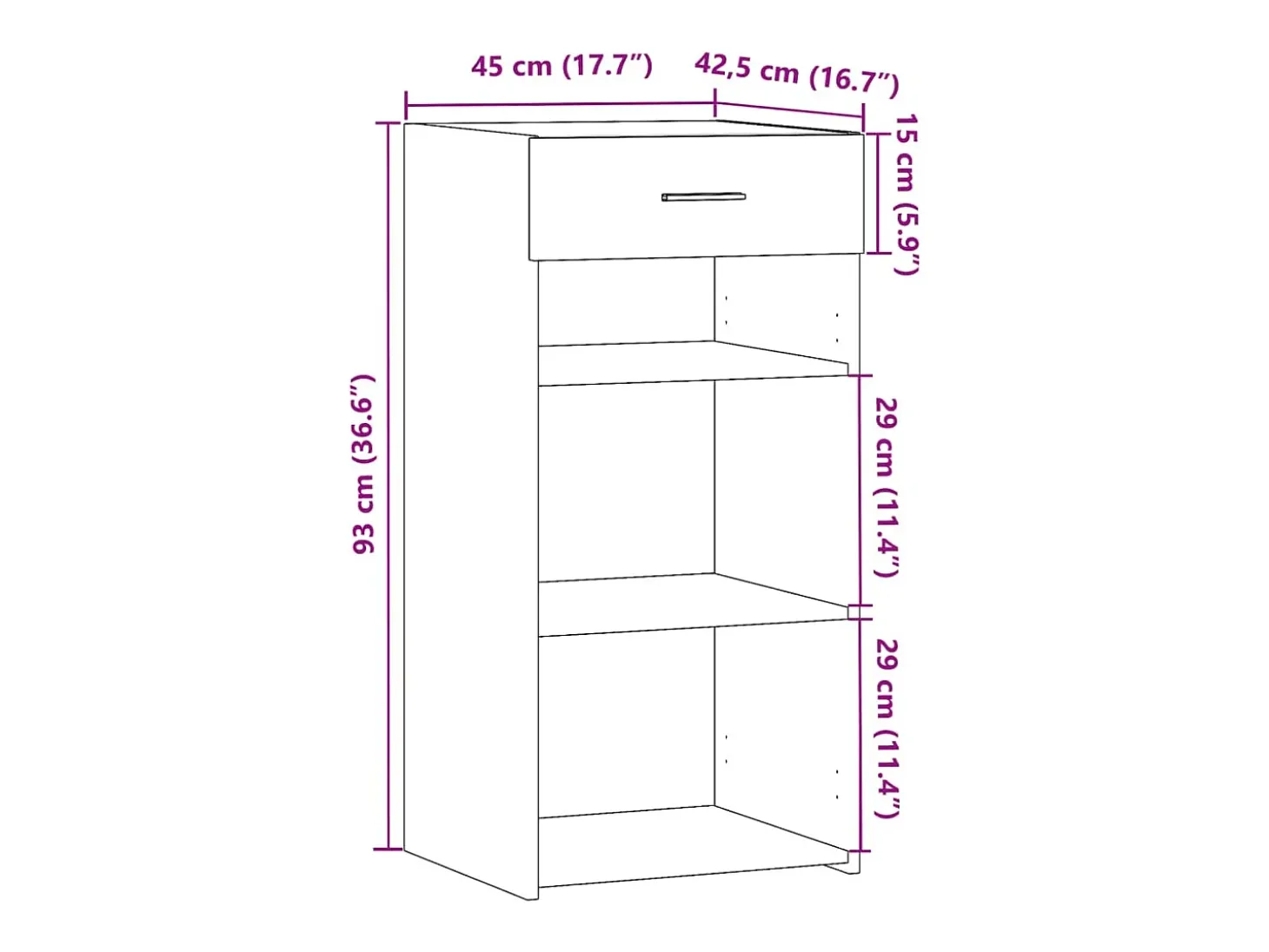 Aparador buffet cómoda mueble almacenaje organizador cocina salón salón 45 x 42,5 x 93 cm madera contrachapada marrón 02_0031263