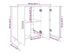Aparador buffet cómoda mueble almacenaje organizador cocina salón salón 90 x 34 x 80 cm madera contrachapada marrón 02_0031123